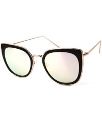 Cat Eye Metal Polarized Cat Eye Flat Lens Coating Sunglasses P4130 (Free Case) - Black-gold - C612O5XGMIJ $9.31