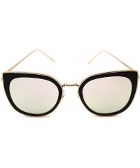 Cat Eye Metal Polarized Cat Eye Flat Lens Coating Sunglasses P4130 (Free Case) - Black-gold - C612O5XGMIJ $9.31