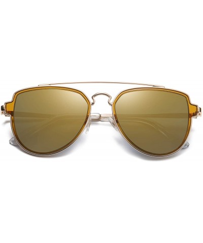 Oversized Fashion Polarized Aviator Sunglasses for Men Women Mirrored Lens SJ1051 - C7184T6DMOM $29.26