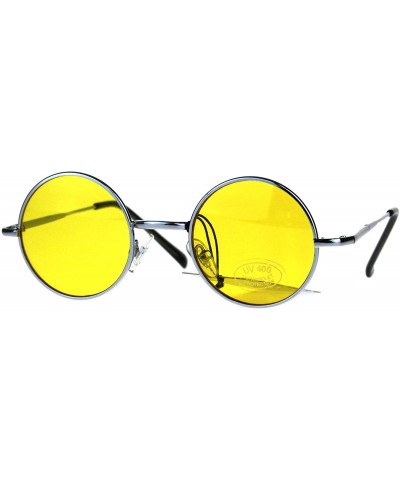 Round Super Small Size Round Circle Sunglasses Narrow Silver Frame Color Lens UV 400 - Silver - CD188Y998GR $18.29
