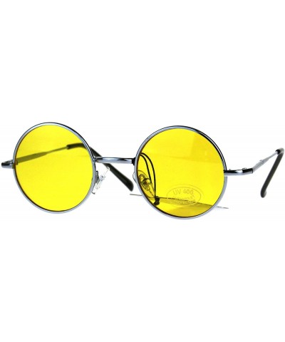 Round Super Small Size Round Circle Sunglasses Narrow Silver Frame Color Lens UV 400 - Silver - CD188Y998GR $8.02