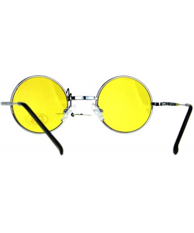 Round Super Small Size Round Circle Sunglasses Narrow Silver Frame Color Lens UV 400 - Silver - CD188Y998GR $8.02