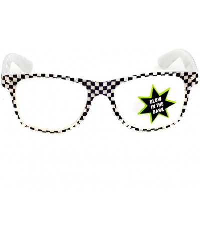 Aviator Clear Lens Eye Glasses Non Prescription Glasses Frames For Women and Men - White Checkered Frame - CM18KD40DHK $10.51
