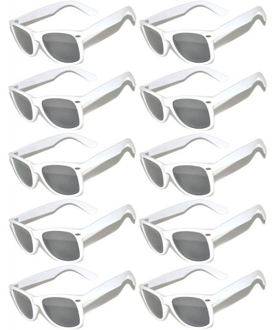 Wayfarer Wholesale Bulk Retro Vintage Mirrored Sunglasses Colored Matte Frame 10 Pairs OWL - /10_pairs_white_matte - CB127L4L...