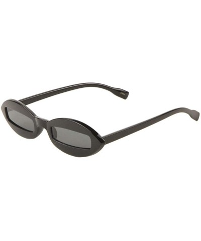 Oval Retro Sharp Oval Frame Rectangular Lens Sunglasses - Black - CR198D0NHAK $14.88