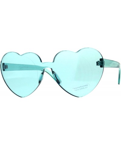 Oversized Monoblock Heart Shape Sunglasses Womens Fashion Shades UV 400 - Teal - CB18DLHI72U $23.69