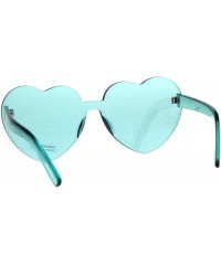 Oversized Monoblock Heart Shape Sunglasses Womens Fashion Shades UV 400 - Teal - CB18DLHI72U $10.11