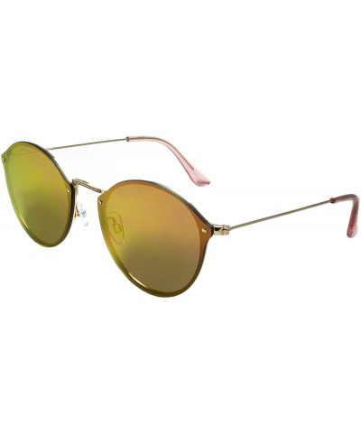 Round 7093 Round Fashion Sunglasses - UV Protection - Gold / Red - CQ18O7NUCE2 $58.95
