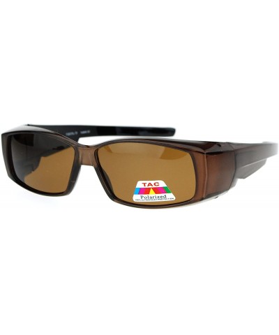 Rectangular Polarized Lens Fit Over Glasses Sunglasses Rectangular OTG Frame - Brown - CJ18887Z57R $26.87