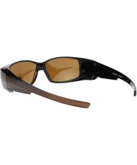Rectangular Polarized Lens Fit Over Glasses Sunglasses Rectangular OTG Frame - Brown - CJ18887Z57R $12.52