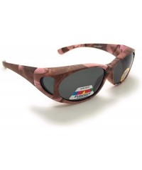 Oval Polarized Fit Over Oval Frame Camouflage Print Sunglasses Wear Over Prescription Glasses - 2 Pac Pink & Green - CG18DLED...