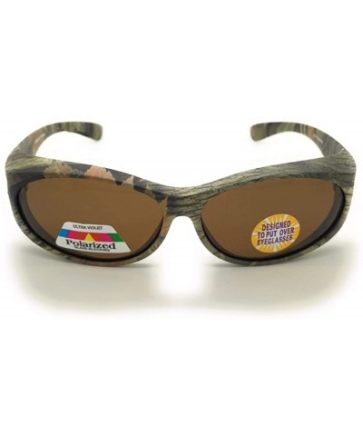 Oval Polarized Fit Over Oval Frame Camouflage Print Sunglasses Wear Over Prescription Glasses - 2 Pac Pink & Green - CG18DLED...