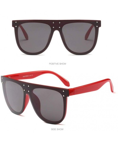 Shield 2019 Brand Designer Sunglasses Women Luxury Big Frame Oversized Women SunGlasses - Red Leg - CX18NG0IE5U $19.17
