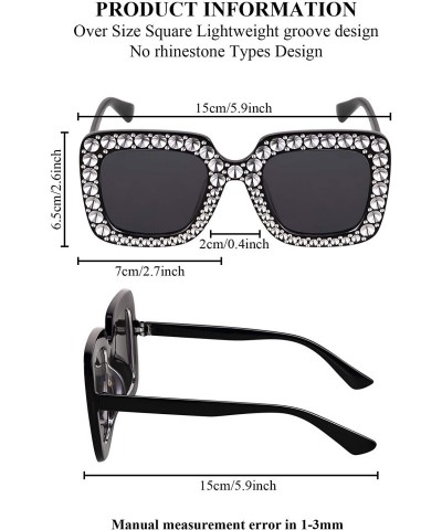 Square Oversize Square Sparkling Sunglasses Retro Thick Frame Sunglasses (Clear Pink - Black - Tawny - 3 Pieces) - CZ18AQW05R...