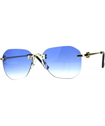 Oversized Womens Rimless Oversize Butterfly Designer Fashion Diva Sunglasses - Blue - CL18CMQIA7O $9.29