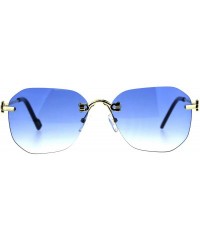 Oversized Womens Rimless Oversize Butterfly Designer Fashion Diva Sunglasses - Blue - CL18CMQIA7O $9.29