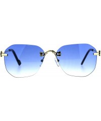 Oversized Womens Rimless Oversize Butterfly Designer Fashion Diva Sunglasses - Blue - CL18CMQIA7O $9.29