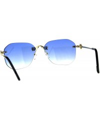 Oversized Womens Rimless Oversize Butterfly Designer Fashion Diva Sunglasses - Blue - CL18CMQIA7O $9.29