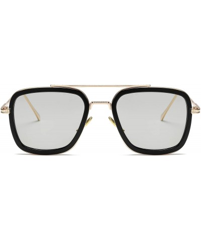 Square Photochromic Polarized Sunglasses Men Women Metal Sports Driving Glasses - Gold - CQ18Y6K3R8N $10.70