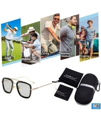 Square Photochromic Polarized Sunglasses Men Women Metal Sports Driving Glasses - Gold - CQ18Y6K3R8N $10.70