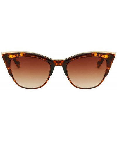 Cat Eye Vintage Cateye Sunglasses for Women Retro Cat Eye Half Rimmed Plastic Frame - Tortoise/Brown - CJ17YAIKDDW $14.22