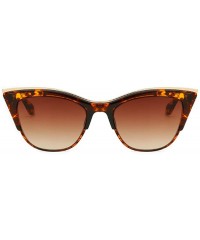 Cat Eye Vintage Cateye Sunglasses for Women Retro Cat Eye Half Rimmed Plastic Frame - Tortoise/Brown - CJ17YAIKDDW $14.22