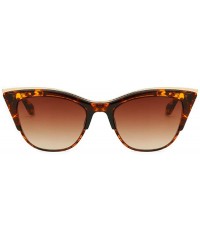 Cat Eye Vintage Cateye Sunglasses for Women Retro Cat Eye Half Rimmed Plastic Frame - Tortoise/Brown - CJ17YAIKDDW $14.22