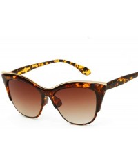 Cat Eye Vintage Cateye Sunglasses for Women Retro Cat Eye Half Rimmed Plastic Frame - Tortoise/Brown - CJ17YAIKDDW $14.22