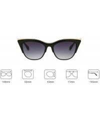 Cat Eye Vintage Cateye Sunglasses for Women Retro Cat Eye Half Rimmed Plastic Frame - Tortoise/Brown - CJ17YAIKDDW $14.22
