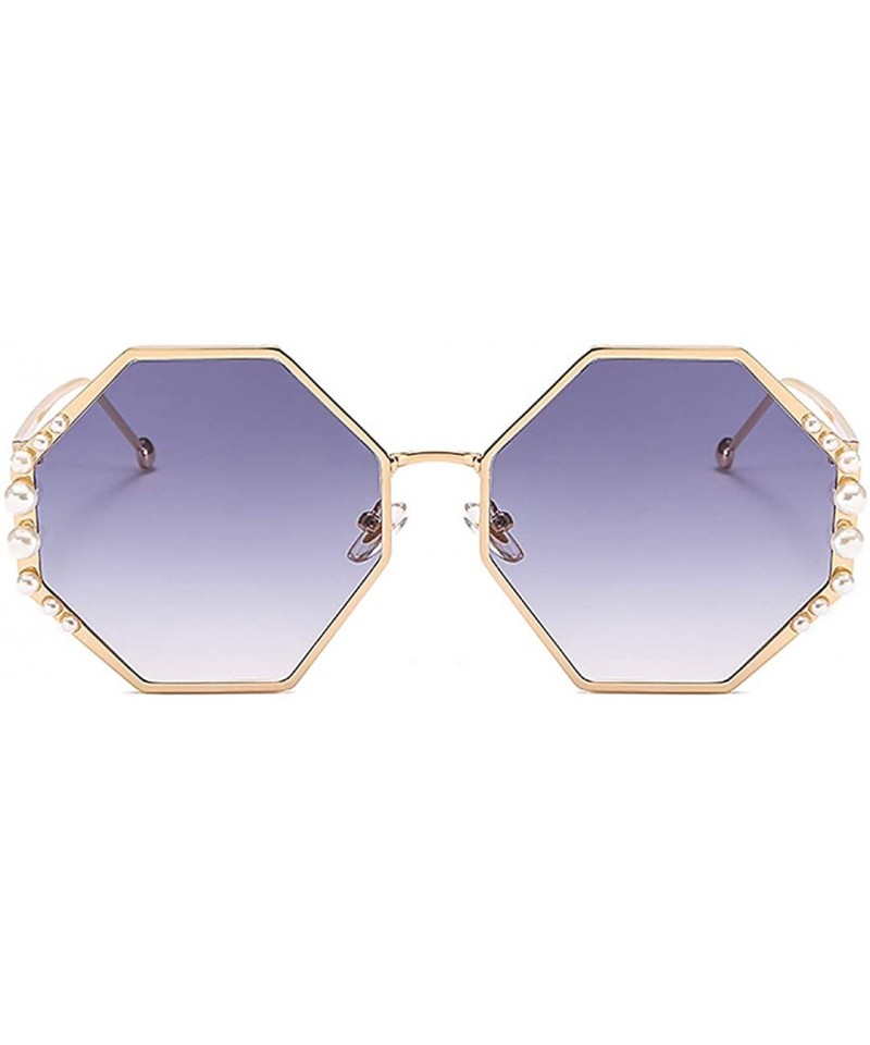Goggle Womens Oversized Pearl Rhinestone Sunglasses Stylish Design Eyewear - Gold Frame Gray Lens - C018ULUEYX5 $10.81