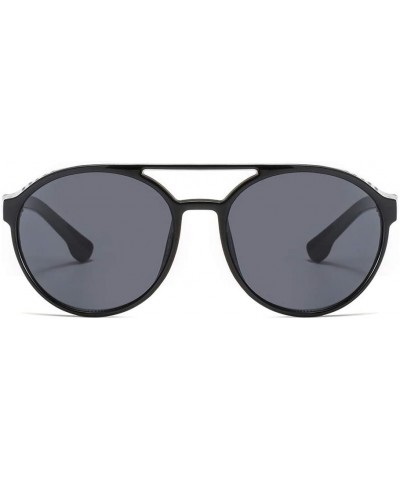 Aviator Women's Fashion Cat Eye Shade Sunglasses Integrated Stripe Vintage Glasses Luxury Accessory (Black) - Black - C5195MA...