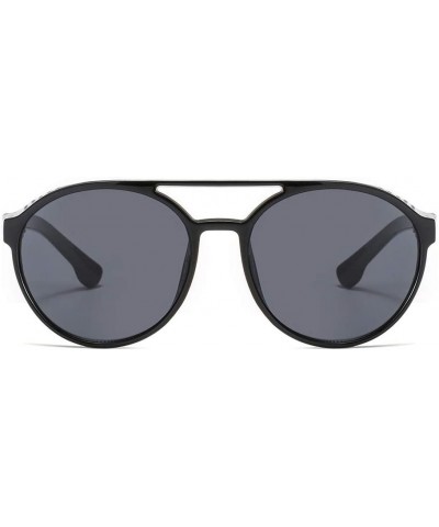 Aviator Women's Fashion Cat Eye Shade Sunglasses Integrated Stripe Vintage Glasses Luxury Accessory (Black) - Black - C5195MA...