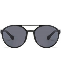 Aviator Women's Fashion Cat Eye Shade Sunglasses Integrated Stripe Vintage Glasses Luxury Accessory (Black) - Black - C5195MA...