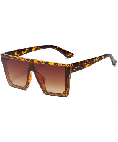 Rimless Oversize Shield Flat Top Square Sunglasses Siamese Rimless Lens LK1717 - C4 Leopard/Brown - CV193YSURW2 $12.20