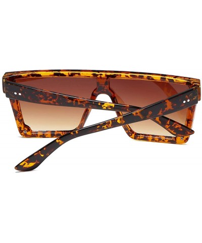 Rimless Oversize Shield Flat Top Square Sunglasses Siamese Rimless Lens LK1717 - C4 Leopard/Brown - CV193YSURW2 $12.20