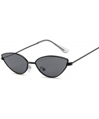 Square Retro Cat Eye Sunglasses Women Designer Metal Frame Circle Sun Glasses Female Fashion Clear Shades - Silversilver - CU...