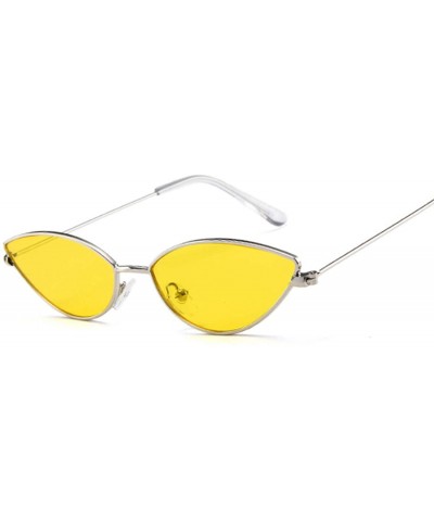Square Retro Cat Eye Sunglasses Women Designer Metal Frame Circle Sun Glasses Female Fashion Clear Shades - Silversilver - CU...