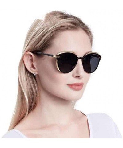 Aviator Luxury Brand Cateye Polarized Sunglasses Women Vintage designer Cat Eye Ladies Sun Glasses - N0.5 Gold Blue - CK18W6U...