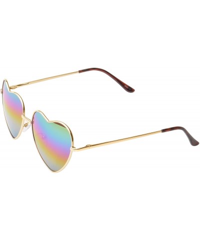 Aviator Lolli Heart Metallic Aviator Sunglasses Oil Leak"Play-Dirty" Edition UV400 Lens - Gold - CF11NUXT0MP $8.12