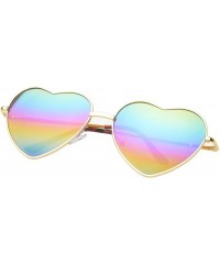 Aviator Lolli Heart Metallic Aviator Sunglasses Oil Leak"Play-Dirty" Edition UV400 Lens - Gold - CF11NUXT0MP $8.12