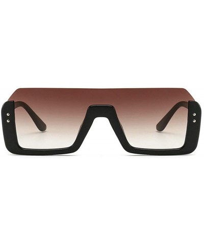 Goggle Ultra light New Rectangular Frame One-piece Lady Sunglasses Brand Designer Rivet Men Goggle - Brown - CP18X3X2WOR $14.70