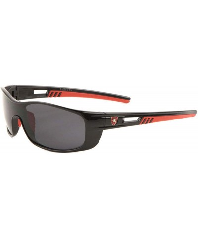 Wrap Khan Shield One Piece Lens Wrap Around Sport Sunglasses - Black & Red Frame - CS18ULG466C $19.90