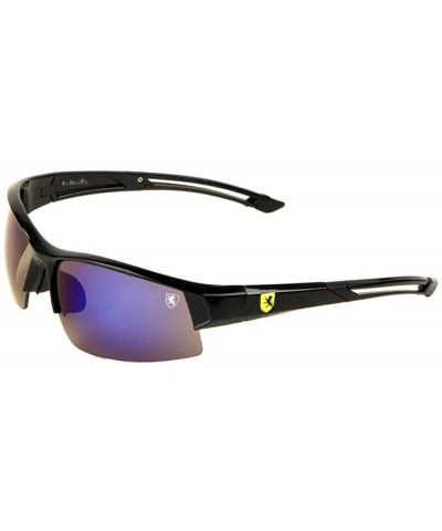 Sport Khan Sport Slim Half Rim Wrap Around Shield Sunglasses - Black Frame - CW18Y8KM3T3 $18.44