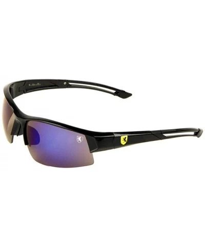 Sport Khan Sport Slim Half Rim Wrap Around Shield Sunglasses - Black Frame - CW18Y8KM3T3 $18.19