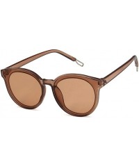 Oval Unisex Sunglasses Retro Bright Black Grey Drive Holiday Oval Non-Polarized UV400 - Champagne Brown - C918RLUK89Q $9.83