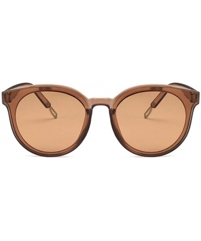 Oval Unisex Sunglasses Retro Bright Black Grey Drive Holiday Oval Non-Polarized UV400 - Champagne Brown - C918RLUK89Q $9.83