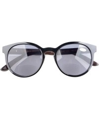 Round Womens Spring Hinges Wood Temples Bifocal Rectangular Polarized Sunglasses - Black - CI180N74KOE $22.11