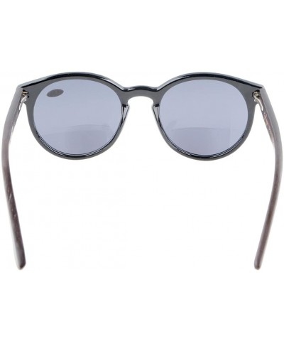 Round Womens Spring Hinges Wood Temples Bifocal Rectangular Polarized Sunglasses - Black - CI180N74KOE $22.11