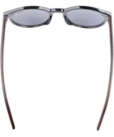 Round Womens Spring Hinges Wood Temples Bifocal Rectangular Polarized Sunglasses - Black - CI180N74KOE $22.11