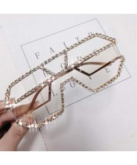 Oversized Trendy Oversized Lens Rhinestone Sunglasses for Women One Piece Bling Frame UV Protection - C1 - CQ190OGGZD9 $23.62